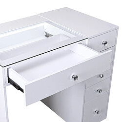 Avis FENCHILIN Coiffeuse avec éclairage LED Blanc 92 cm 6 Tiroir