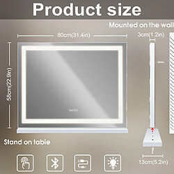 FENCHILIN Coiffeuse avec Miroir à Éclairage LED Dimmable Blanc 120cm 8 Tiroirs Miroir 80x 58 cm pas cher