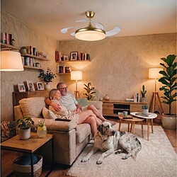 Avis Autres Temps Ventilateur plafond LED Yatek KALA 59W dore pales retractables telecommande