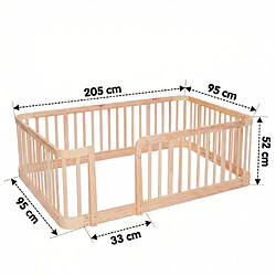ByteLike Parc modulable en bois naturel 205×95cm pour bébé pas cher