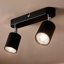 Acheter Ledkia Plafonnier Orientable Métal 2 Spots Albus Black Large Noir
