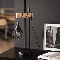 Acheter Ledkia Lampe à Poser Métal et Bois Monah Noir