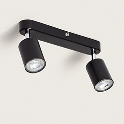 Avis Ledkia Plafonnier Orientable Métal 2 Spots Albus Black Large Noir