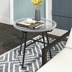 Avis Table Voloson basse de jardin, en métal avec plateau en verre, 50 x 50 x 50 cm, grise