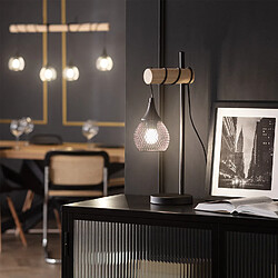 Ledkia Lampe à Poser Métal et Bois Monah Noir pas cher