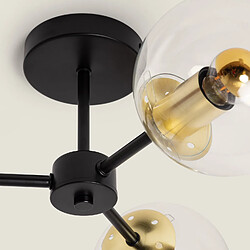 Acheter Ledkia Plafonnier Métal et Verre Wassily Gold 3 Spots Noir