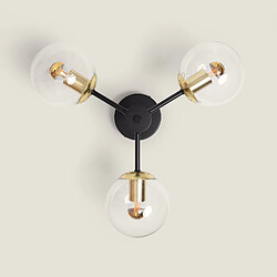Avis Ledkia Plafonnier Métal et Verre Wassily Gold 3 Spots Noir
