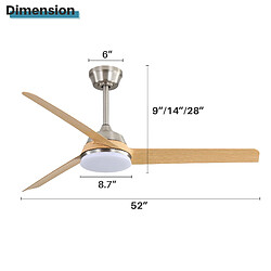 MIVRAY Ventilateur de plafond 132 cm télécommande et LED, pales en ABS pas cher