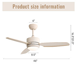 MIVRAY Ventilateur de plafond avec lumière, 6 vitesses, ABS blanc cassé pas cher