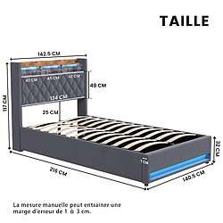 Avis Lit Double 140x200 cm - Modenvie - sommier inclus et revêtement velours - Gris foncé