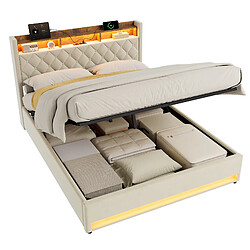 Acheter Lit double Modenvie 160 x 200 cm, cadre de lit inclus, sans matelas - Velours