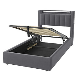 Acheter Lit Coffre 90x200 cm Modenvie avec LED et USB en velours