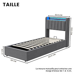 Avis Lit Coffre 90x200 cm Modenvie avec LED et USB en velours