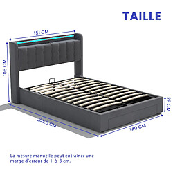 Avis Lit Enfant 140x190 cm - Modenvie - LED et USB - velours