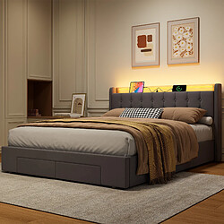 Lit Enfant 160x200 cm - Modenvie - LED et USB - velours pas cher
