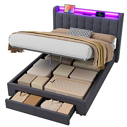 Acheter Lit Enfant 140x190 cm - Modenvie - LED et USB - velours