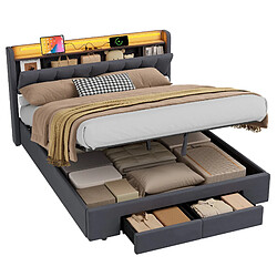 Acheter Lit Enfant 160x200 cm - Modenvie - LED et USB - velours