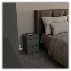 Stiv-Meubles Table de chevet Gris 30x30x42CM 2 tirrois -meuble de nuit pour chambre à coucher loft pas cher