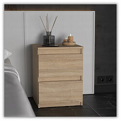 Stiv-Meubles Table de chevet Chêne Sonoma 40X40X54cm, 2 tiroirs, meuble de nuit pour chambre à coucher pas cher