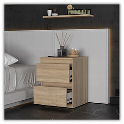 Acheter Stiv-Meubles Table de chevet Chêne Sonoma 40X40X54cm, 2 tiroirs, meuble de nuit pour chambre à coucher