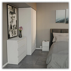 Stiv-Meubles Table de chevet Blanc Mat 30x30x42CM 2 tirrois -meuble de nuit pour chambre à coucher loft pas cher