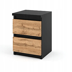 Acheter Stiv-Meubles Table de chevet Noir Chêne Wotan 30x30x40CM 2 tirrois -meuble de nuit chambre à coucher