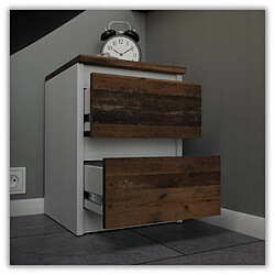 Acheter Stiv-Meubles Table de chevet Blanc + OLD Vintage 30x30x42CM 2 tirrois -meuble de nuit