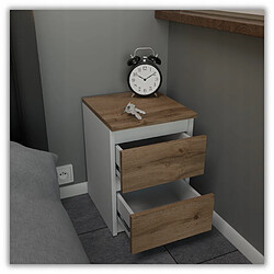 Acheter Stiv-Meubles Table de chevet Blanc / Chêne Wotan 30x30x42CM 2 tirrois -meuble de nuit