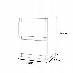 Stiv-Meubles Table de chevet Noir Chêne Wotan 30x30x40CM 2 tirrois -meuble de nuit chambre à coucher pas cher