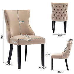STILVORA Chaise de salle à manger 50/41/91 cm beige en velours avec dossier capitonné pas cher
