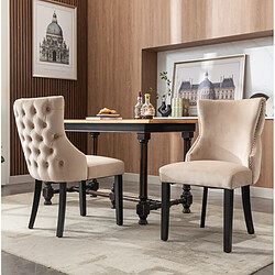 Acheter STILVORA Chaise de salle à manger 50/41/91 cm beige en velours avec dossier capitonné