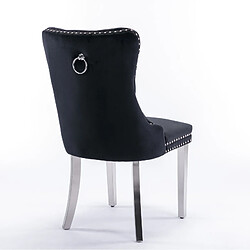 STILVORA Chaise de salle à manger noire en velours avec dossier haut et pieds réglables pas cher
