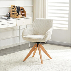 Avis STILVORA Fauteuil pivotant lot de 2 56/44/84 cm blanc cassé en velours et bois massif