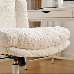 STILVORA Chaise de bureau 67,1 cm crème en fausse fourrure avec assise extra-large pas cher