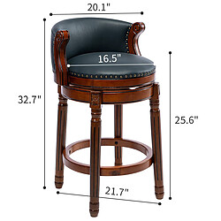 Acheter STILVORA Tabouret de bar 66,04 cm bleu en cuir véritable et bois avec pivot 360°