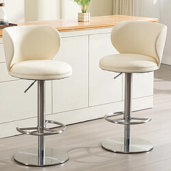 Avis STILVORA Tabouret de bar 57,9/83,1 cm blanc en acier inoxydable réglable et pivotant