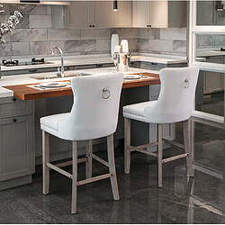 Avis STILVORA Tabourets de bar beige en velours avec dossier haut et clous décoratifs lot de 2