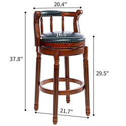 Acheter STILVORA Tabouret de bar 74,9 cm bleu en cuir véritable et bois pivotant avec dossier