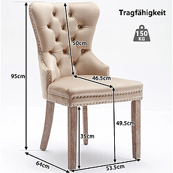 Acheter STILVORA Chaise de salle à manger 53/46,5/95 cm beige en hévéa avec anneau décoratif