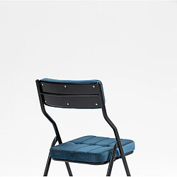 STILVORA Chaise pliante lot de 2 bleue en acier avec assise rembourrée pas cher