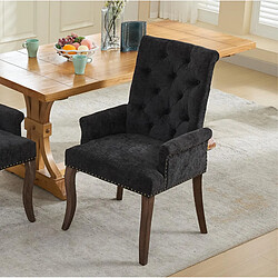 Avis STILVORA Chaise de salle à manger gris anthracite en chenille avec accoudoirs capitonnés