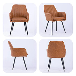 STILVORA Chaise de salle a manger marron en cuir avec accoudoirs lot de 2 pas cher