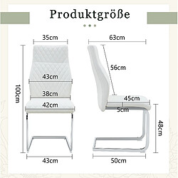 Acheter STILVORA Lot de 2 chaises de salle à manger 100 cm blanc et argent en métal et PU