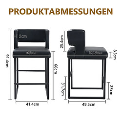 Acheter STILVORA Lot de 2 tabourets de bar 91,4 cm noirs en métal et PU avec assise carrée