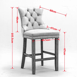 Acheter STILVORA Tabouret de bar bleu en velours avec dossier haut et pieds en bois massif