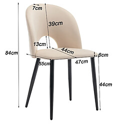 Acheter STILVORA Chaise de salle a manger 47/44/84 cm beige en velours avec pieds reglables
