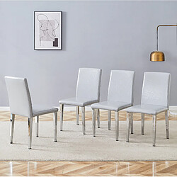 Avis STILVORA Lot de 4 chaises de salle à manger 41/47/90 cm gris clair en PU et métal