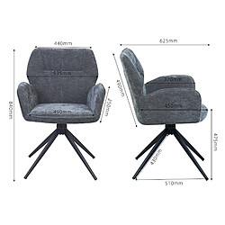 Acheter STILVORA Chaise de salle a manger pivotante lot de 2 gris fonce en chenille et metal
