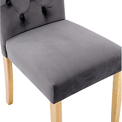 STILVORA Chaise de salle à manger lot de 2 grise en velours avec pieds en chêne pas cher