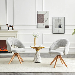 Avis STILVORA Lot de 2 chaises pivotantes 49/84 cm gris clair en tissu et bois massif rétro